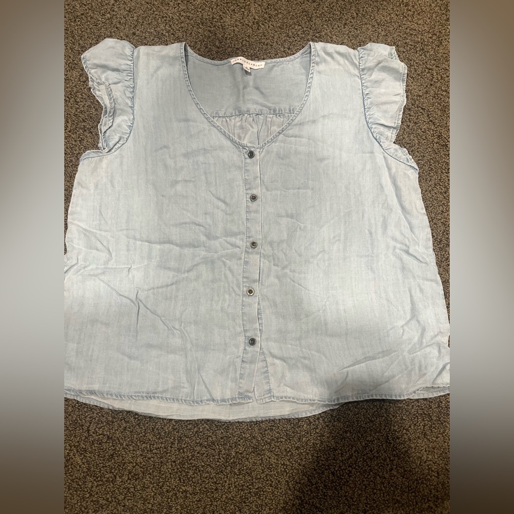 Light Blue Button-Up Sleeveless Denim Top